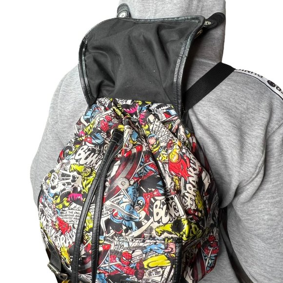 Marvel Flap Over Comic Slouch Backpack Loungefly Avengers Wolverine Thor - Picture 3 of 11